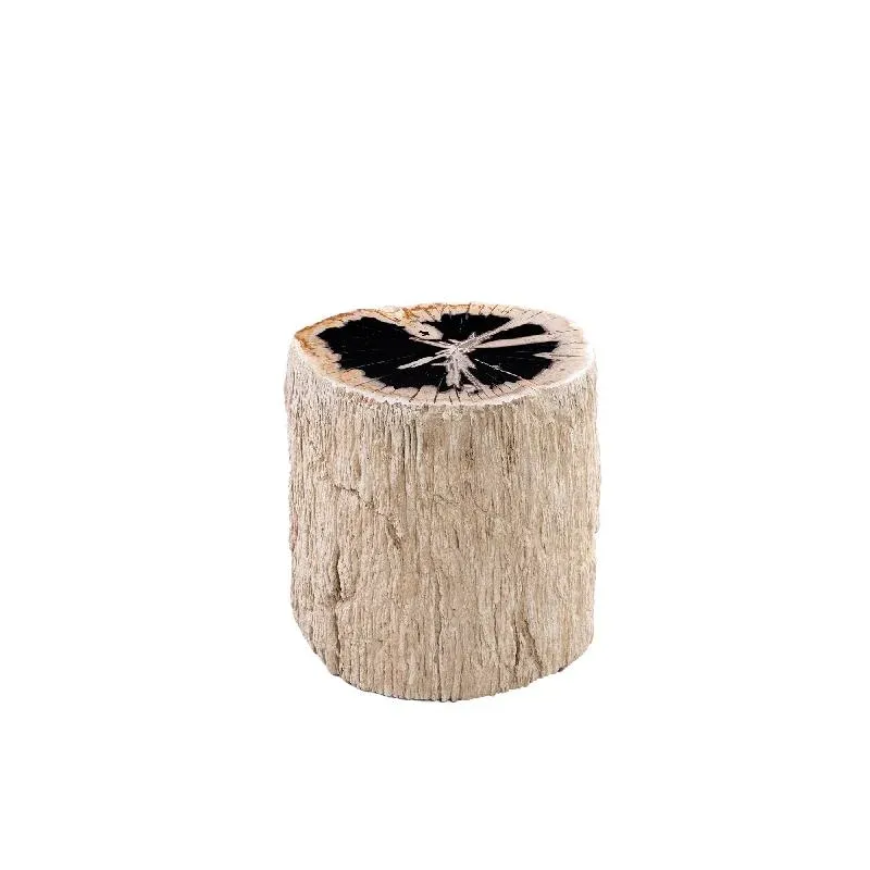 Hocker – Versteinertes Holz Optik, Fiberglas, Runde Form, Natur – Taly | PTMD