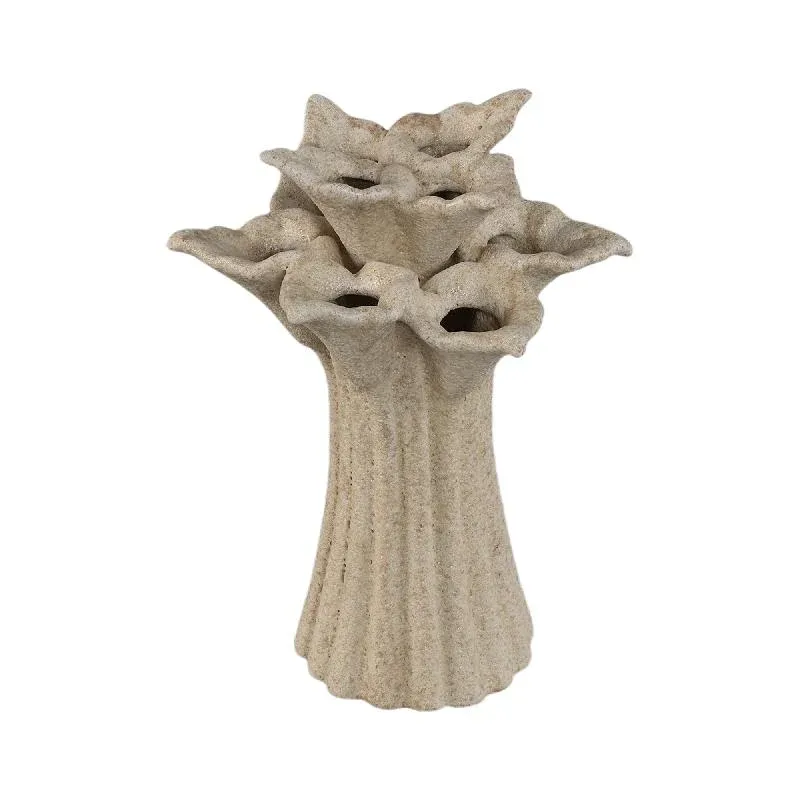 Vase – Cremefarbe, Blumenform, Dekoratives Design, Keramik, M – Ellodie | PTMD