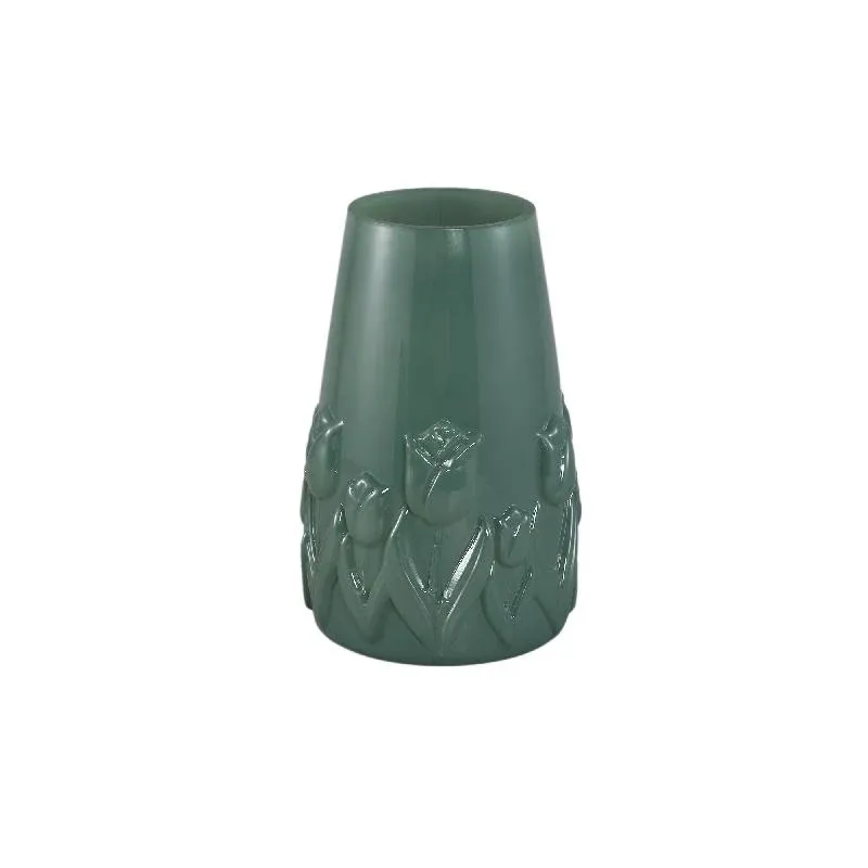 Vase – Tulpen Design, Runde Form, Glas Material, Petrolgrün, L – Beatrize | PTMD