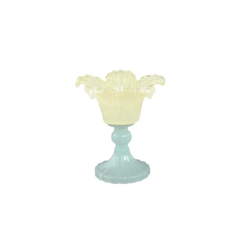 Teelichthalter – Blumendesign, Blütenform, Glasmaterial, Gelb – Leila | PTMD