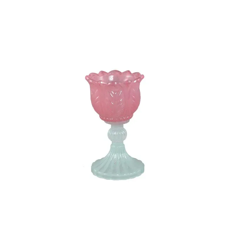 Teelichthalter – Blumendesign, Fußform, Glasmaterial, Rosa – Leila | PTMD