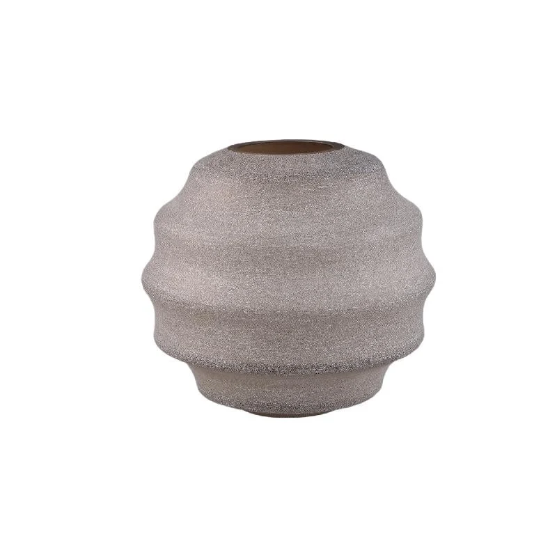 Vase – Beige Farbton, Glas Material, Geschichtetes Design, Niedrige Form – Elladie | PTMD