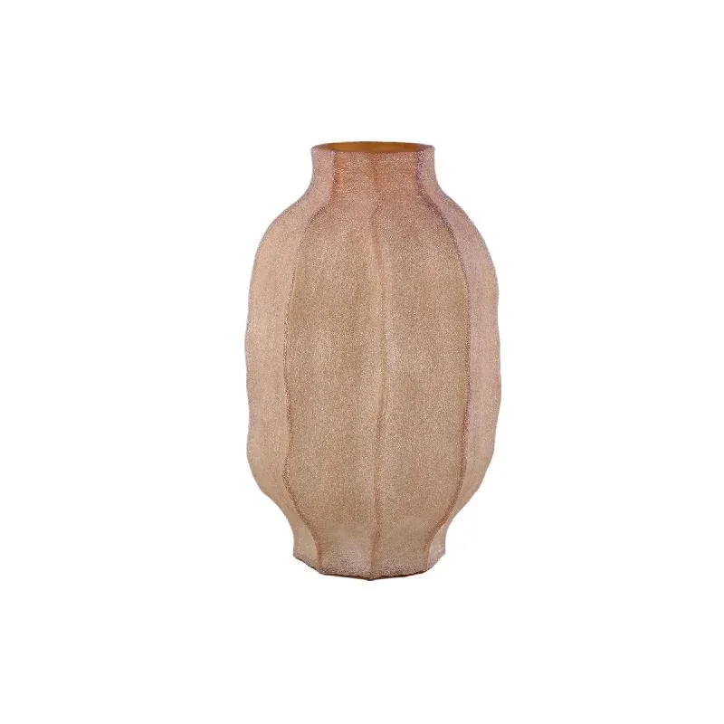 Vase – Bernsteinglas, Geriffelte Oberfläche, Runde Form, Hoch – Natae | PTMD