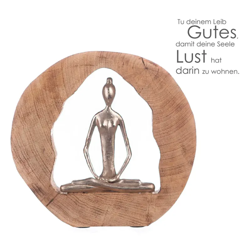 Skulptur – Aluminium Holz, Antikes Finish, Yoga Motiv, 27 cm - Health | Gilde
