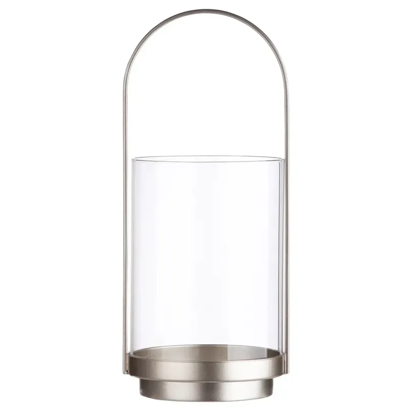 Windlicht – Champagnerfarbenes Glas, Klares Glas, Metallrahmen, 36 cm - Lantern | Gilde