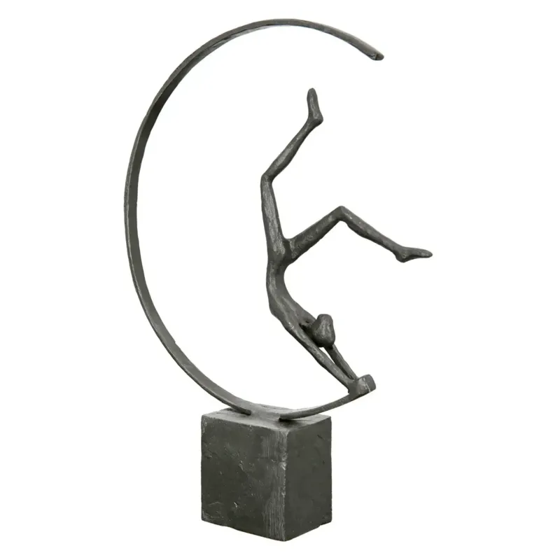 Skulptur – Eisenoptik, Kreisrahmen Design, Blocksockel Basis, 29 cm - Gymnast | Gilde