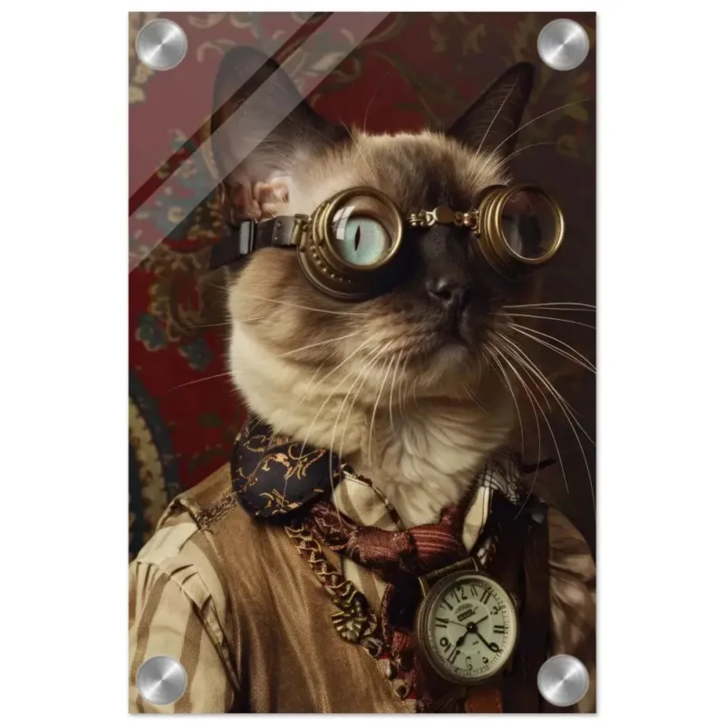 Schoolposter - Tonkinese Katze, Steampunk-Outfit, Plexiglasdruck | St Tropez Art