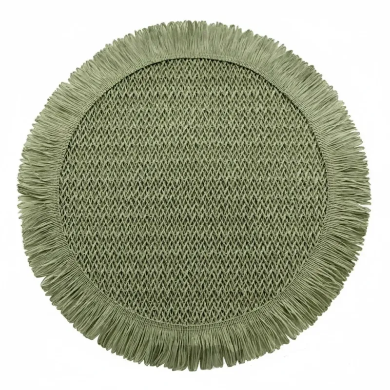 4er Set Platzset Boho rund Grün 38 cm Tischset Tischdeko
