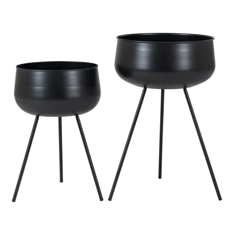 Blumentopf – Schwarzer Stahl, Zweier-Set, Höhenkombination - Ardola | House Nordic
