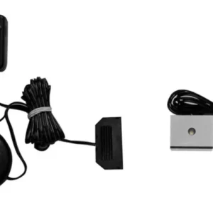 LED Beleuchtung Farbton warmweiß 1 Punkt, Gesamtansicht aller Komponenten mit Netzteil, Kabel und Montagehalter.