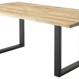 Esstisch ROCKFORD 160 x 90 cm Wildeiche Massivholz geölt Gestell Metall