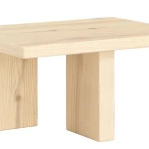 Nachttisch JAPAN Bed Side Table aus Kiefer massiv mit rechteckiger Platte und zwei Blockfüßen.