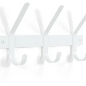 Spinder DEXTER 3 Stahl Wandgarderobe in Weiß mit drei geschwungenen Haken in Gesamtansicht.