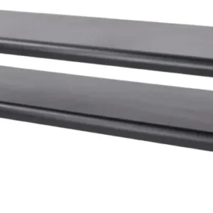 Spinder LINEA 100 Schuhregal in Schwarz mit zwei Ablageflächen, Gesamtansicht von der Seite.