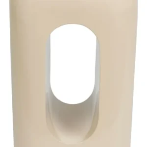 Hocker Creek Beige aus Eisen mit glänzender Oberfläche und oval durchbrochenem Mittelteil in Gesamtansicht.