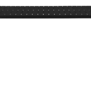 Gartentisch Vondel 214x97 cm in Schwarz aus Aluminium, Gesamtansicht von vorne mit schmaler Lamellentischplatte.