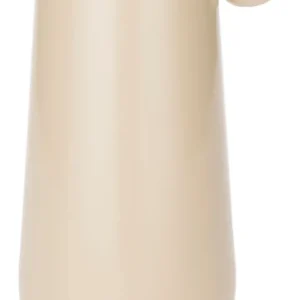 Vase Dot M Beige mit kugelförmigem Griff an der Seite in Gesamtansicht.