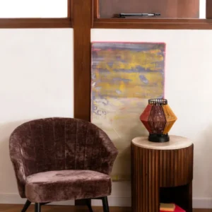 Loungesessel Georgia Dutchbone Lila mit Samtbezug und Metallbeinen