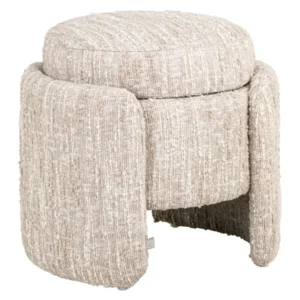 Hocker & Fußbank Cupid mit Stauraum in Beige Angora, Gesamtansicht mit abnehmbarem Deckel und seitlichen Griffen.