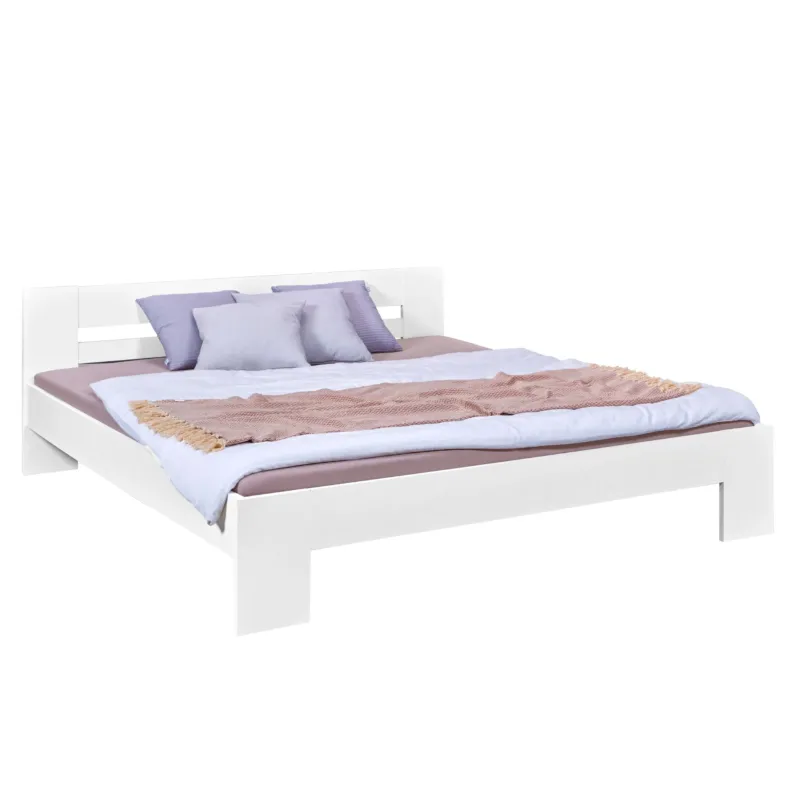 Einzelbett Annik 180x200 in Weiß, MDF-Bettgestell fürs Schlafzimmer