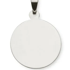 Anhänger Gravurplatte Weissgold 750 rund 18mm poliert und gesandelt