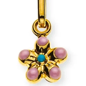 Anhänger Blume Gelbgold 375 rosa-hellblau emailliert