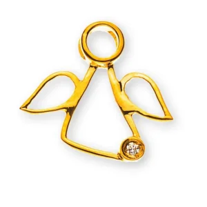 Engel Anhänger Gelbgold 750 mit Diamant