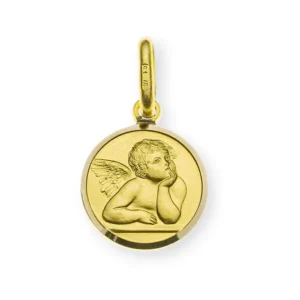 Anhänger Medaille Engel Gelbgold 750 10mm