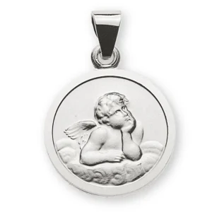 Anhänger Medaille Engel Weissgold 750 12mm