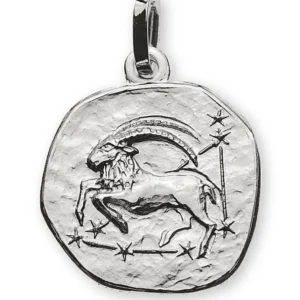 Anhänger Sternzeichen Steinbock Weissgold 750 rundlich 16mm