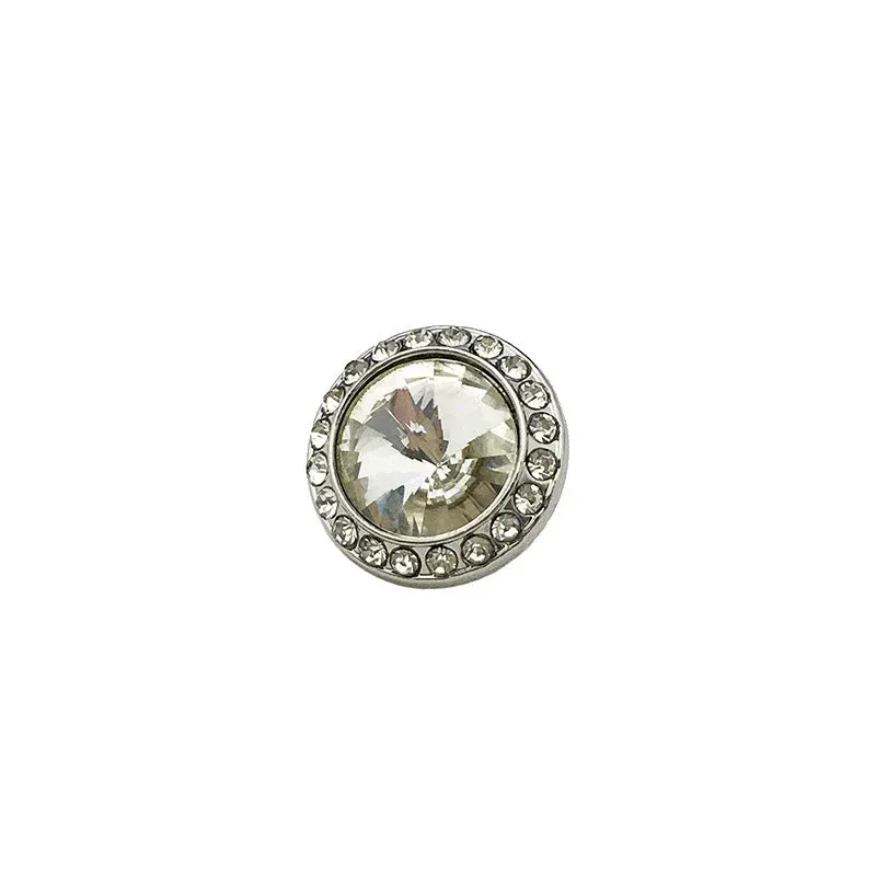 12-20mm Glitzy Golden Metal Buttons with Glass Diamonds for Shirts 12pcs
