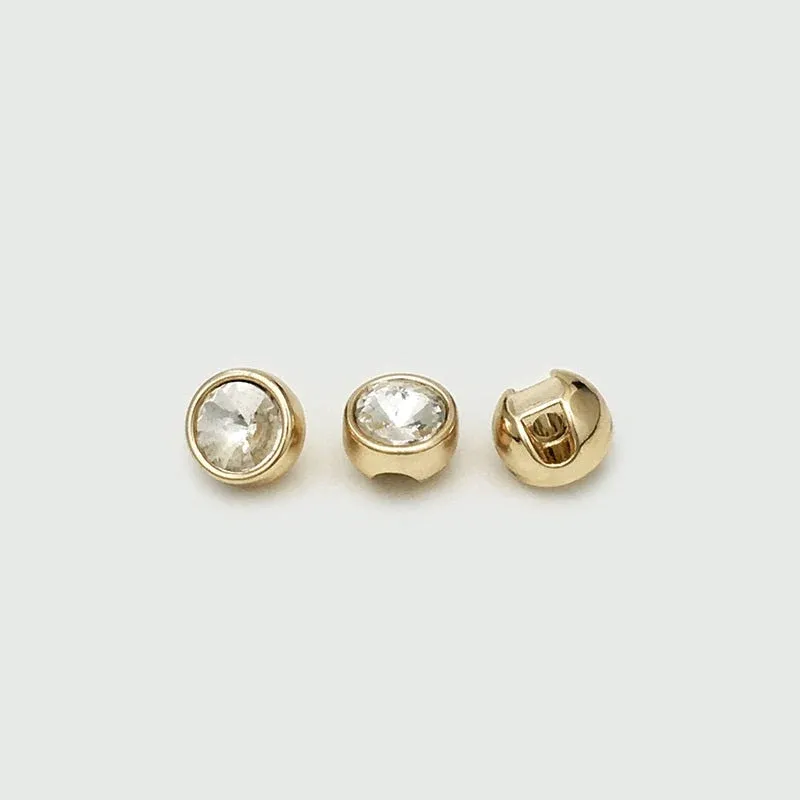 8mm Gold Silver Metal Diamond Shirt Buttons Concealed Hole 20pcs Gold