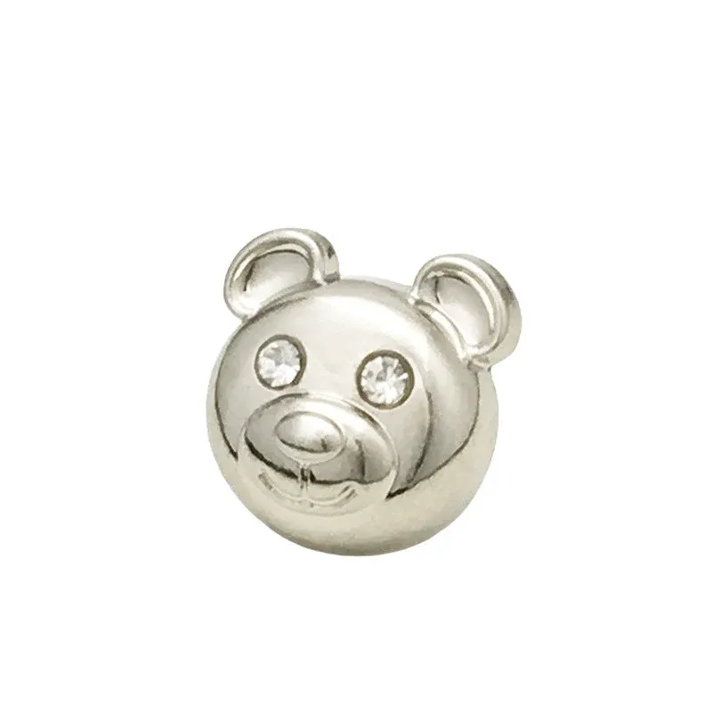 12mm Gold Silver Bear Head Shaped Diamond Metal Buttons 20pcs
