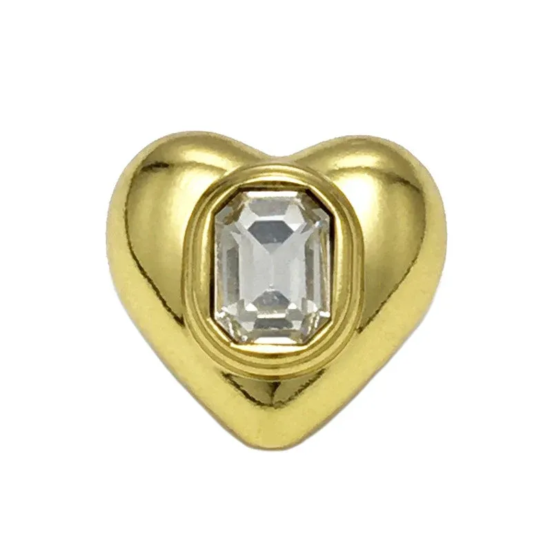 25mm Heart-Shaped Square Diamond Metal Buttons 12pcs