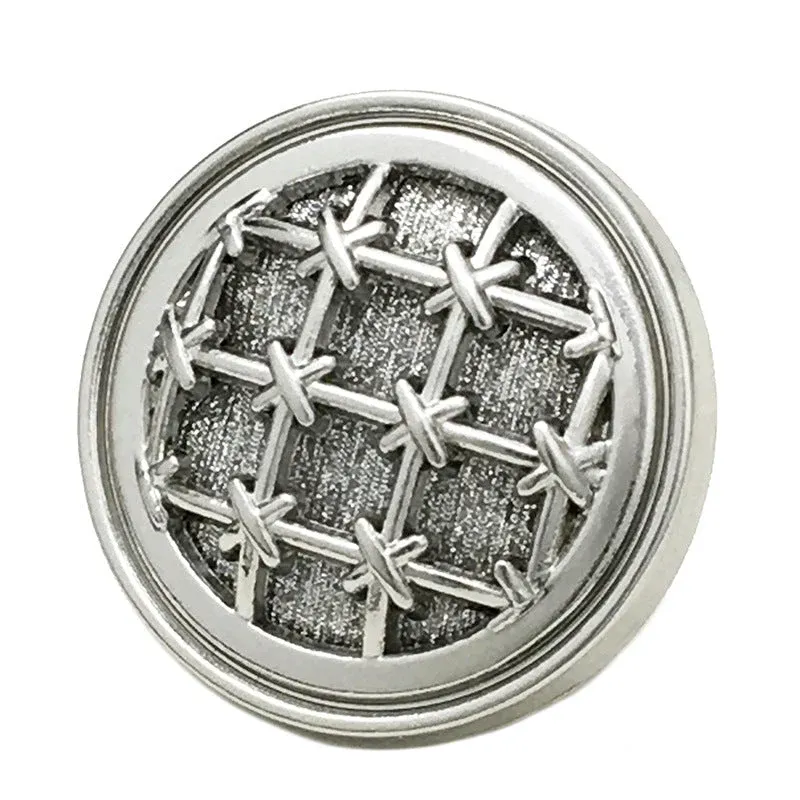 17.5/22.5mm Round Knit Grid Metal Buttons with Fine Sparkle 12pcs