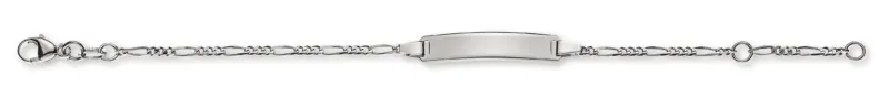 ID Armband Figaro 3&1 Weissgold 585 mit Gravurplatte