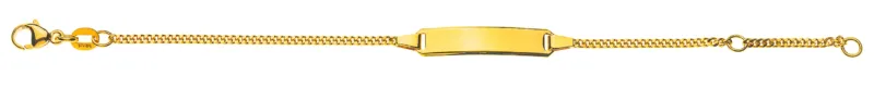 Bébé Armband Panzer geschliffen Gelbgold 750 mit Gravurplatte lang