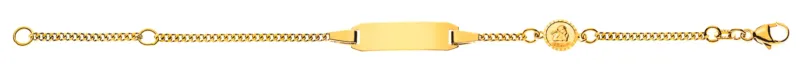 Armband Panzer diamantiert Gelbgold 750 mit Gravurplatte und Engeli