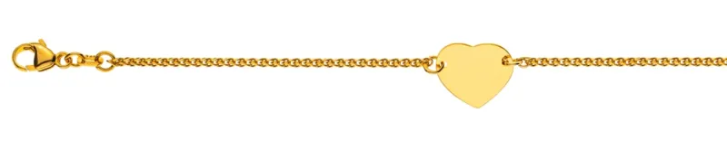 Baby Armband Zopf Gelbgold 750 Herzplatte