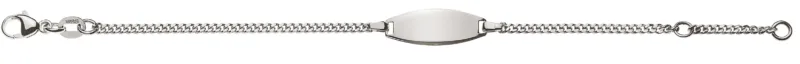 Armband Panzer geschliffen Weissgold 750 mit ovaler Gravurplatte
