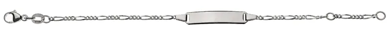 Armband Figaro 3&1 Weissgold 750 mit rechteckiger Gravurplatte lang