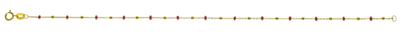 Collier Spiegelanker Gelbgold 750 mit Gold- und Emaille Pink Kugeln, 42cm