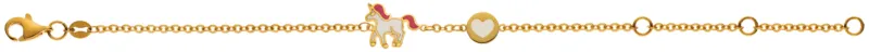 Armband Unicorn Heart Gelbgold 375 Emailliert 16cm