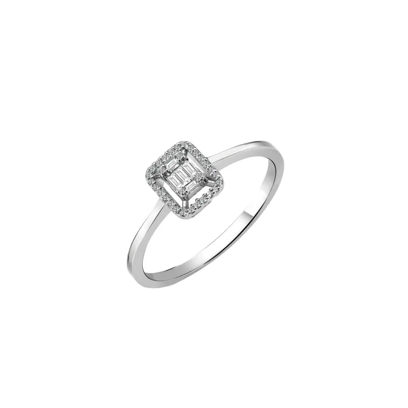 18 Karat - 750 Weissgold Solitärring mit Diamanten - BYZ0005602