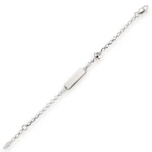 Baby Kinder Weissgold Bracelet mit Länge: 14 cm & Gratis Gravur - WB-907