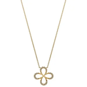 Collier Rundanker Gelbgold 750 mit Kleeanhänger 28 Brillanten 0.10 ct.