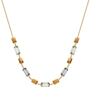 Collier Gelbgold 750 mit Blautopasen 45cm