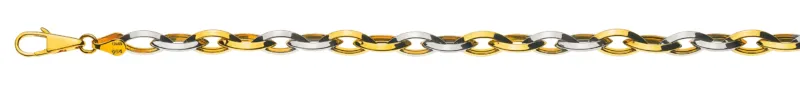 Collier Navette Bicolor 750 Messerschliff Halbmassiv 45cm