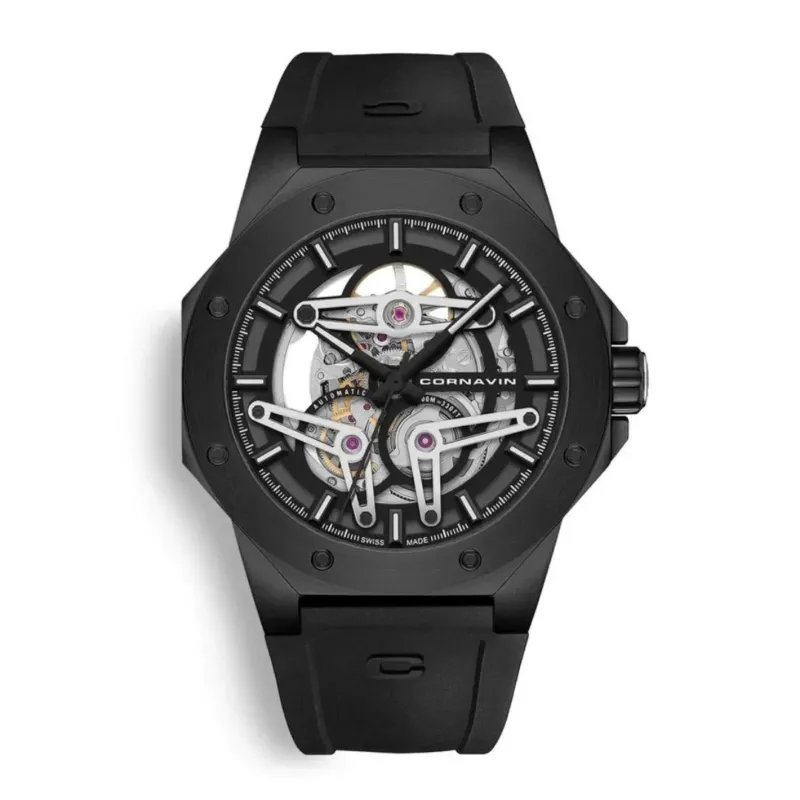 Cornavin Automatik Herrenuhr Skelett in Schwarz - SK.04.R