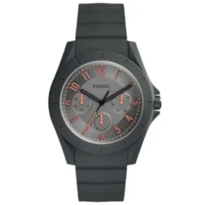 Fossil FS5221 Herrenuhr – Grau Silikonband – Analoge Sport- & Alltagsuhr – 44 mm – Quartz